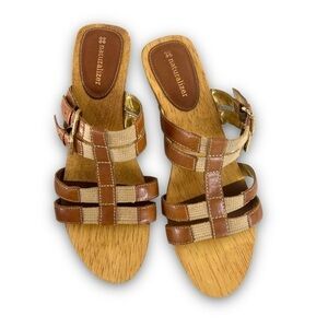 Naturalizer Women’s Athina Wooden Sandal’s With Gold Accent Size 8.5